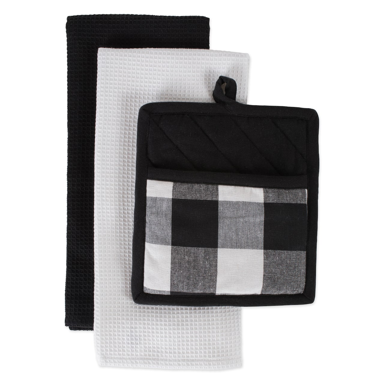 Black Buffalo Check Potholder & Dishtowel Kitchen Set